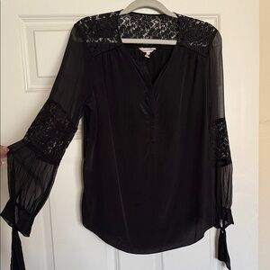 Rebecca Taylor Black Sheer Lace Blouse